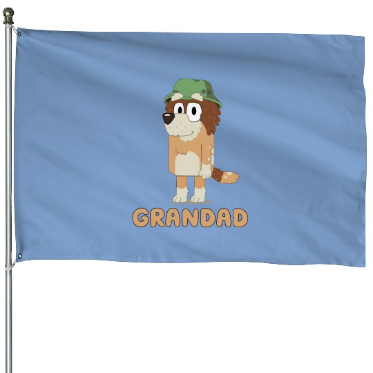 Custom BlueyDad Grandad Papa Grandfather Dog Family Disney Junior Matching Disney World Family Gift House Flags