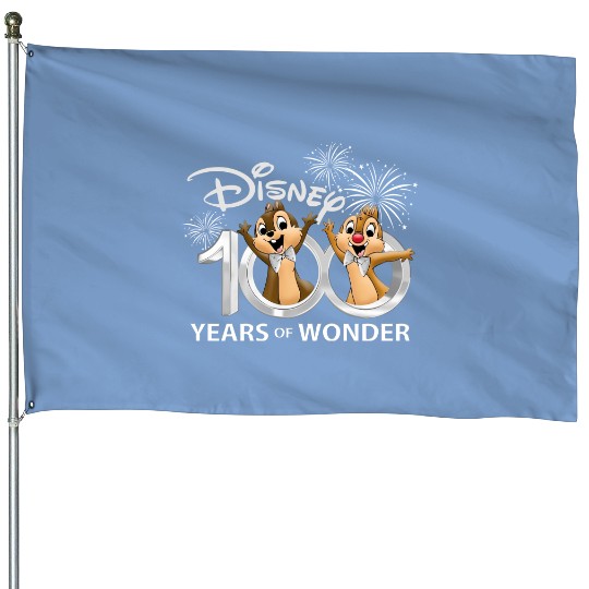 Chip and Dale Disney 100th Anniversary House Flags, Disney 100 Years Of Wonder House Flags