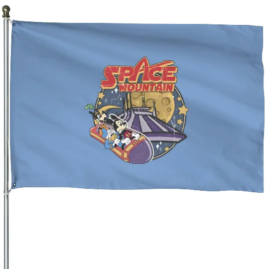 Colors Disney Space Astronauts House Flags, 90's Space Mountain House Flags