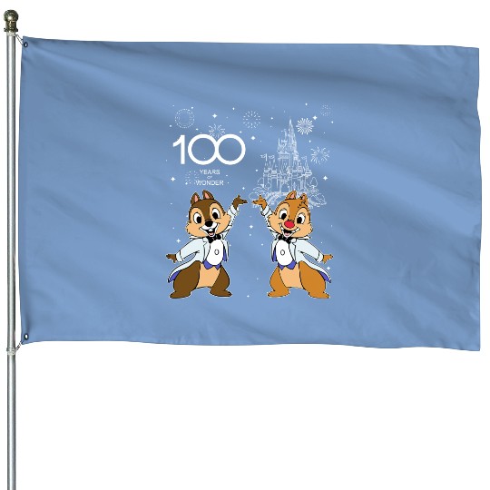 Disney Chip And Dale Couple Characters House Flags, 100 Years of Wonder House Flags