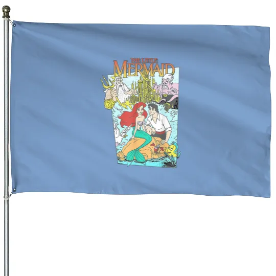 Disney The Little Mermaid Vintage Cover Graphic House Flags, Retro 90s Disney Little Mermaid House Flags