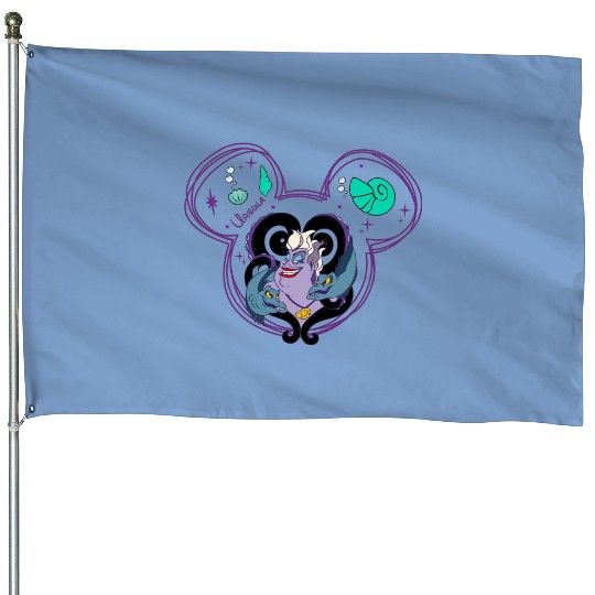 Ursula House Flags, Villain Sea Queen, Disney Villain Mickey Head House Flags, Little Mermaid House Flags