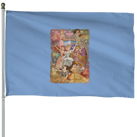 Retro Disney Princess House Flags, Princess Squad House Flags
