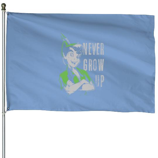 Disney Peter Pan Never Grow Up Vintage Portrait House Flags, Magic Kingdom