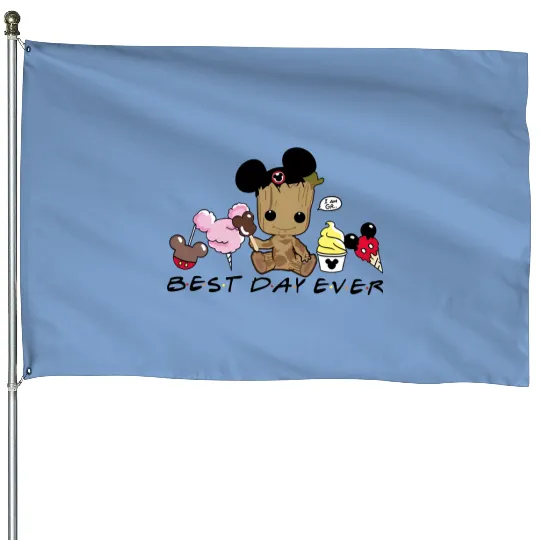 Groot Best day ever House Flags, Disney snacks House Flags, Cute Baby Groot Disney trip House Flags, Disney world
