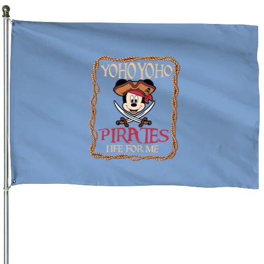 Yohohoho Pirated Life for me Mickey House Flags, Disneyland House Flags, WDW House Flags, Mickey Pirate House Flags