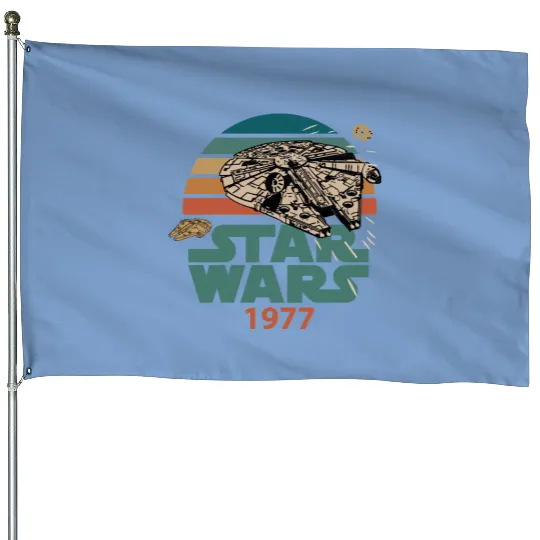 Star Wars 1977 Millennium Falcon Star Death Star  House Flags Disneyland Summer Trip 2023 House Flags