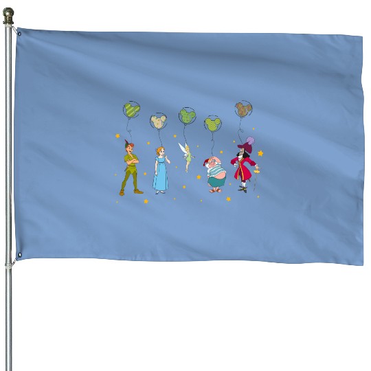 Retro Peter Pan Disney World House Flags Balloon House Flags Peter Pan Characters House Flags