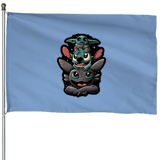 Disney Stitch and Toothless House Flags