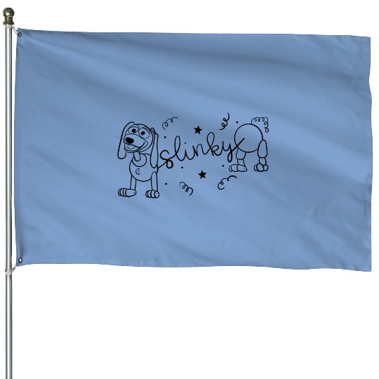 Cute Slinky Dog Disney House Flags, Disney House Flags, Mickey Ears Slinky Dog House Flags