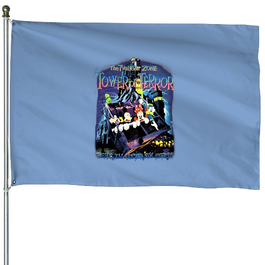 The Twilight Zone Tower Of Terror Color House Flags, Tower of Terror Ride House Flags, Disney Halloween House Flags, Vintage Disney House Flags