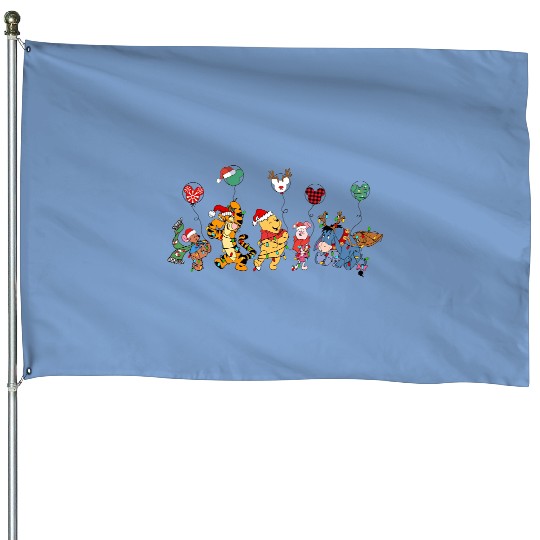 Disney Winnie The Pooh Christmas House Flags, Disney Pooh Bear House Flags