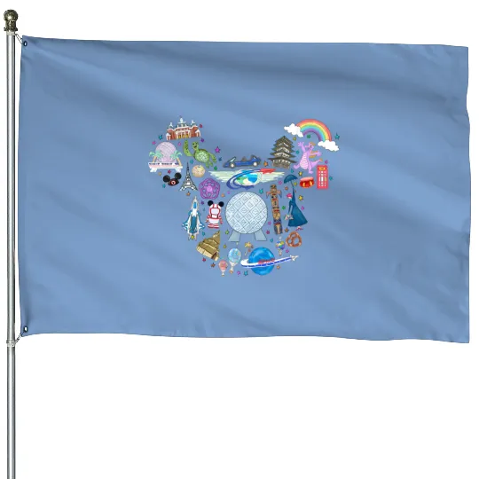 Disney Epcot Matching House Flags for Men, Women and Kids with Mickey Head Ears