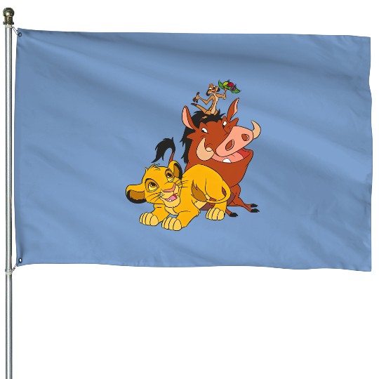 Disney The Lion King Young Simba Timon And Pumbaa House Flags, Magic Kingdom Trip  House Flags Family Birthday Gift