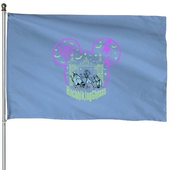 Beware Of Hitchhiking Ghosts Halloween House Flags, Disney Haunted Mansion, Disney Halloween House Flags