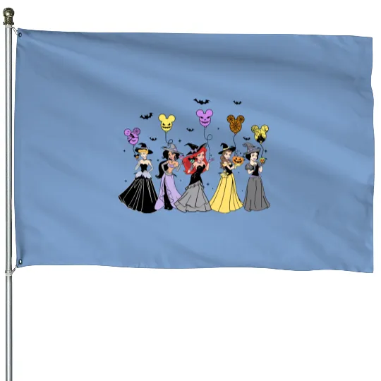 Disney Princess Characters Halloween Balloon Mickey Ears House Flags, Disneyland Vacation Halloween Party Gift