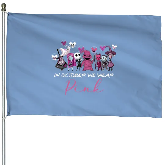 Disney Halloween House Flags, In October We wear Pink, Oogie Boogie 2022