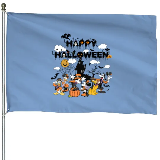 Vintage Disney Happy Halloween House Flags Mickey and Friends House Flags