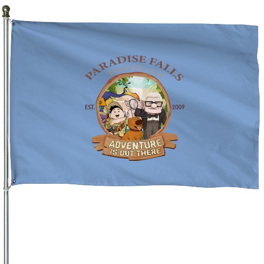 Disney Up Paradise Falls Est 2009 Travel Co. House Flags, Adventure is out there Disney Up House Flags