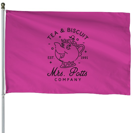 Discover Mrs Potts Tea & Biscuit Company Est 1991 House Flags / Retro Beauty And The Beast Disney House Flags