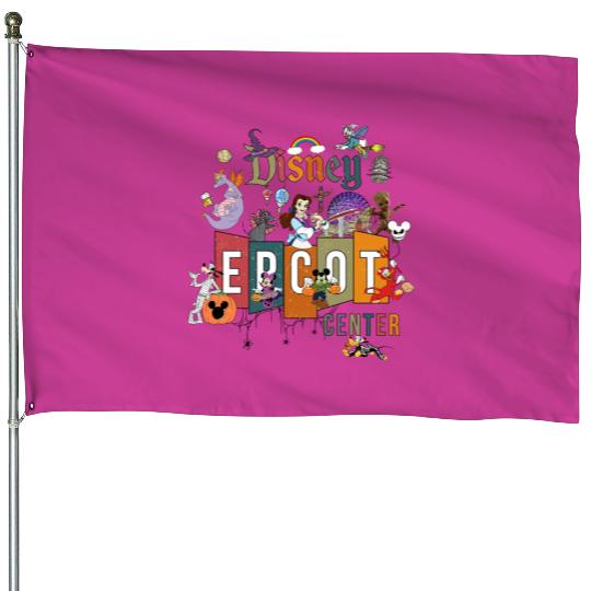 Retro Epcot Center House Flags, Mickey And Friends House Flags, Vintage Epcot Center 1982 House Flags, Disney Epcot World Tour House Flags, Vintage Epcot Est 1982.