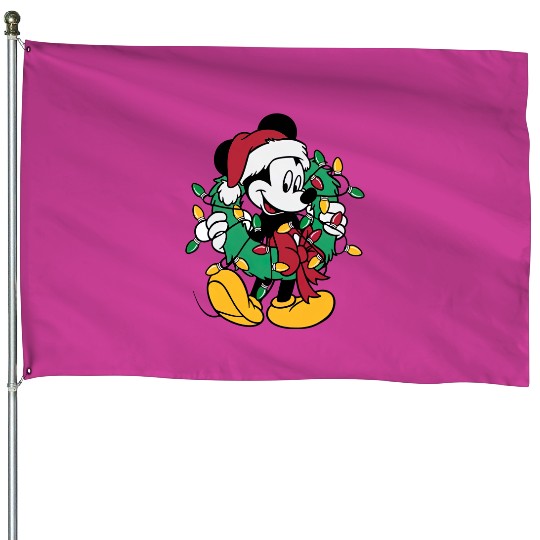 Disney Mickey Mouse Christmas Lights, Christmas Wreath House Flags