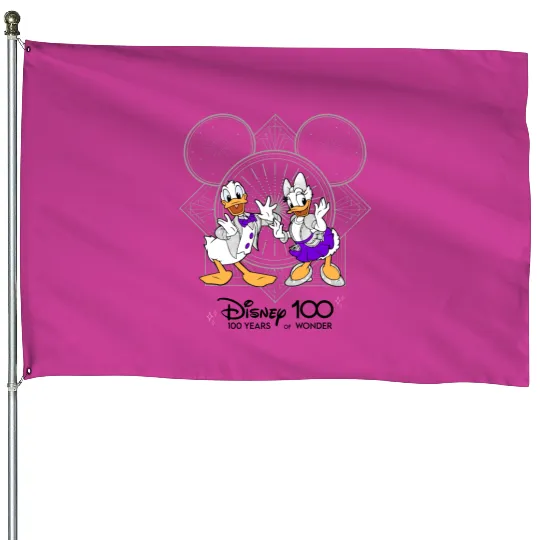 Disney 100 Years of Wonder Zip House Flags, Donald And Daisy Duck Zip House Flags