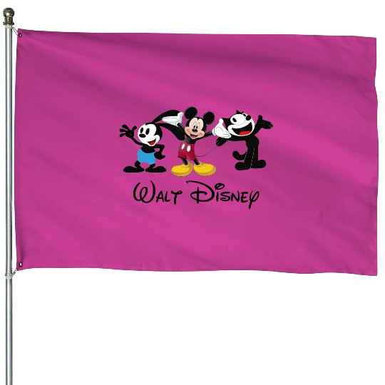 Julius the Cat Oswald the Lucky Rabbit Mickey Mouse House Flags, Disney Trip House Flags
