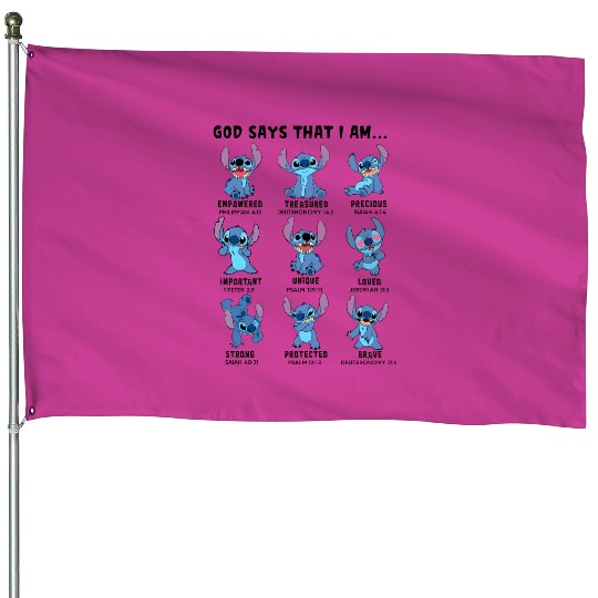 Discover God Say That I Am Disney Stitch House Flags, Stitch Mode House Flags, Stitch Emotion
