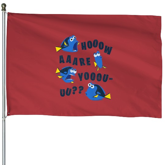Finding Dory How Are You House Flags, Disney Funny House Flags, Disneyworld Party