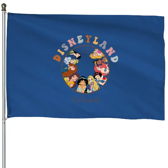 Disneyland California Vintage House Flags, Disney Princess  House Flags