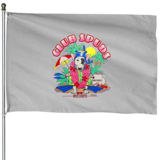 Discover 80s Club Spuds Bud Light House Flags. 1986 Spuds Mackenzie