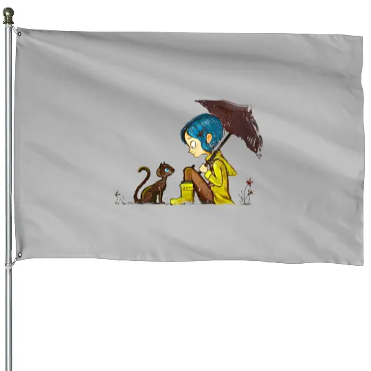 Vintage Coraline House Flags, Vintage Coraline Doll House Flags, Vintage Disney Halloween Party House Flags
