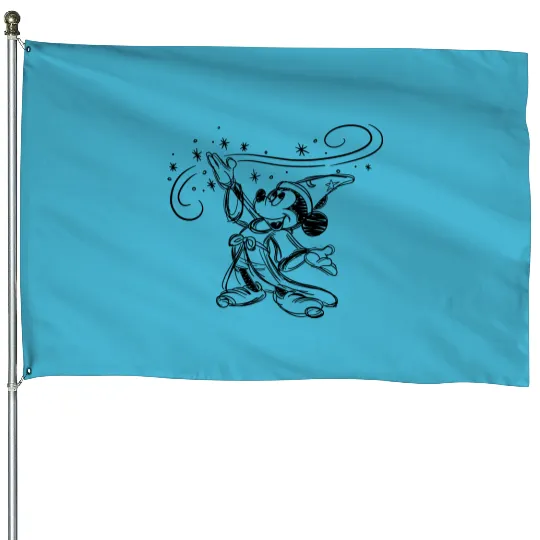 Sketched Sorcerer Mickey House Flags, Matching Disney House Flags, Classic Mickey House Flags