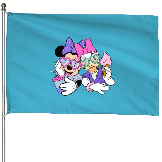 Retro Minnie and Daisy Face, Best Friends Minnie and Daisy House Flags, Disney Tie Dye House Flags, Minnie and Daisy House Flags