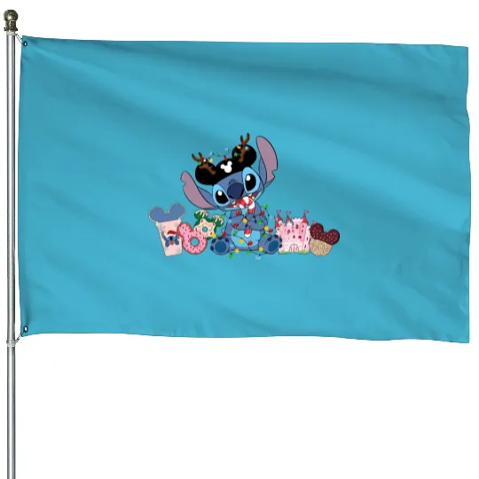 Disney Stitch Snacks House Flags, Kids Disneyworld House Flags, Lilo and Stitch, Disneyworld Family House Flags, Disneyland House Flags