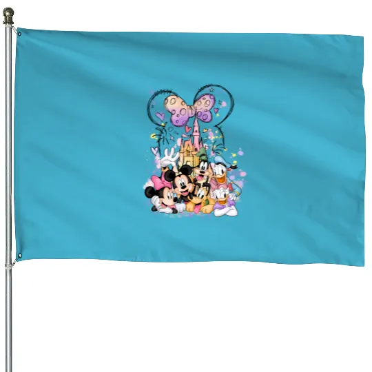 Disney Minnie Castle House Flags, Disney Characters House Flags , Minnie Mouse and Friends House Flags,Minnie Birthday House Flags
