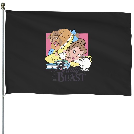 Retro Beauty and The Beast House Flags, Disney Princess House Flags, Belle Princess House Flags, Disneyworld House Flags, Disney Trip House Flags, Disney Girl House Flags