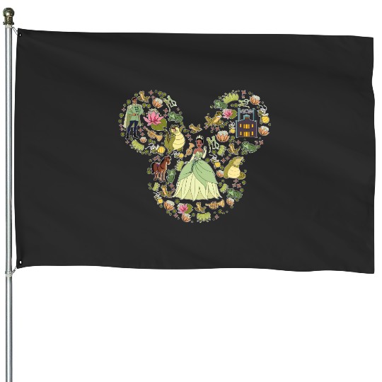 Disney Princess House Flags, Tiana House Flags, Princess Mickey Head, Disneyland Trip House Flags