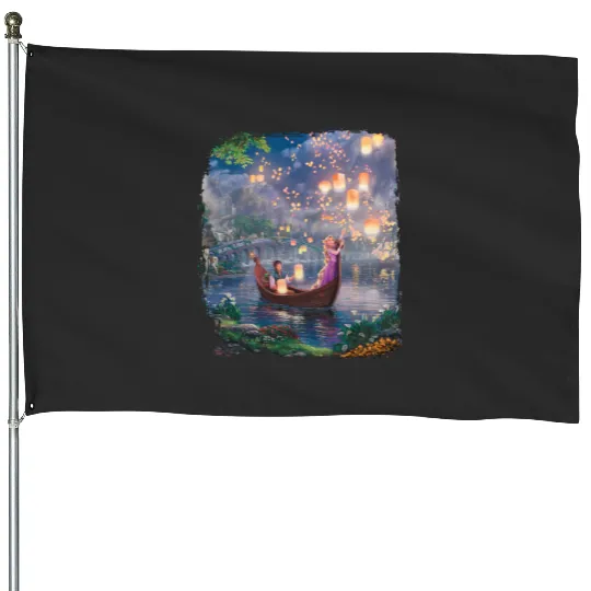 Vintage Disney Tangled Rapunzel Floral  Color House Flags, Retro Disney Princess House Flags, Princess Rapunzel Flynn Rider, Lost Princess House Flags