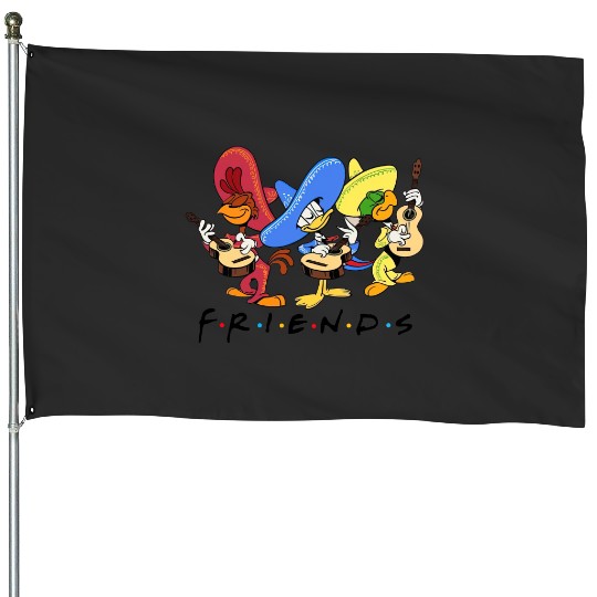Disney Three Caballeros Mexico House Flags, Donald Duck Jose Carioca Panchito Friends House Flags