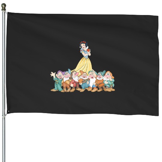 Disney Snow White Princess Watercolor House Flags, Snow White Seven Dwarfs House Flags