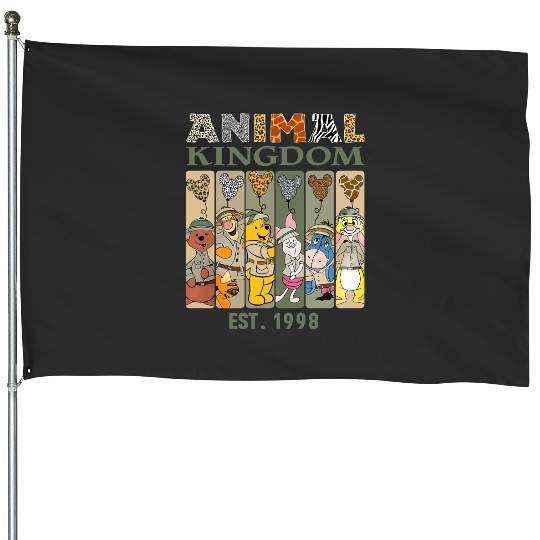 Animal Kingdom Est 1998 House Flags, Pooh and Friends Safari House Flags, Disney Balloon House Flags