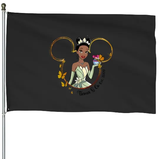 Tiana Disney House Flags, Tiana And Co House Flags, Tiana Princess House Flags, Cute Tiana House Flags.