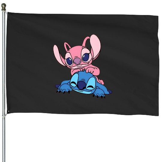 Stitch Disney House Flags, Stitch and Angel Couple House Flags, Disneyland House Flags