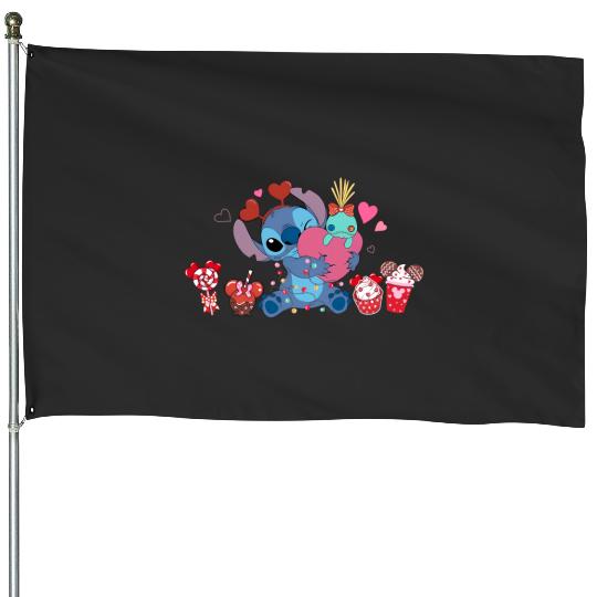Disney Stitch Valentine House Flags, Womens Valentines Day