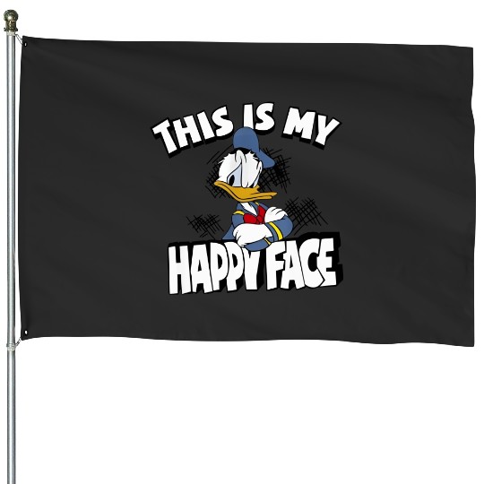 Donald Duck This Is My Happy Face House Flags, Retro Disneyland Donal Duck House Flags, Disneyland  Disney Trip House Flags