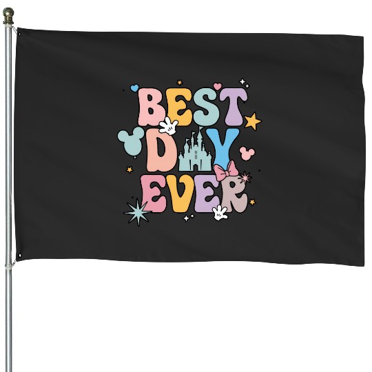 Disney Best Day Ever House Flags, Disneyworld Family House Flags, Disney Vacation House Flags