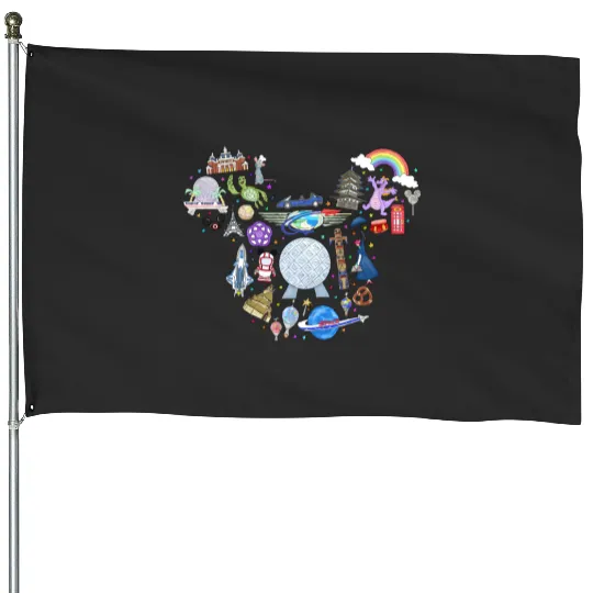 Disney Family House Flags, Disney Trip Gifts, Disney Kids House Flags, Epcot Disney Trip House Flags, Disney Epcot House Flags