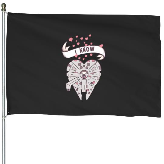 Star Wars Millennium Falcon I Know Valentine's Day House Flags, Disney Couple House Flags